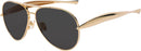 Oversized Aviator Sunglasses For Women 70s Retro 2025 Metal Shades with Gold Streamline Arms | Gold Frame - Black Lens — 1