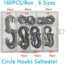Afmivs Fishing Hooks Saltwater, 160PCS Circle Hooks Saltwater, Fish Hooks for…
