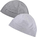 Headshion 100% Cotton Skull Caps Beanie Sleeping Hats for Men Women - 4 Black & Grey & Light Grey & Light White — 8