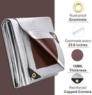 Patiobay Large Tarp 12x16 FT 16 Mil Heavy Duty Waterproof Tarps Silver