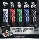 HEITOK 300pc Poker Chip Set 11.5g Iron Core Denominations Texas Holdem