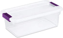 Sterilite 17511712 6 Quart Clearview Latch Storage Container with Plum Handles — 1