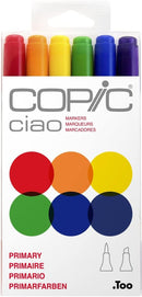 Copic Ciao, Alcohol Markers, 6 Colors Dual Brush Tip Art Marker for Adults/Teen Artists & Creators, Blendable Markers for Coloring Drawing & Illustration Art - Primary Color Set — 1