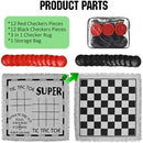 QuadPro 3 in 1 Giant Checkers Board Game & Tic Tac Toe Game Set