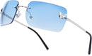 knliwkm Rimless Rectangle Y2k Sunglasses for Women Men Cute Small Clear Frameless Tinted Lens 2000S Fashion Shades Butterfly | Silver, Gradient Blue — 1