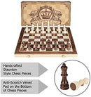AMEROUS 15 Inches Magnetic Wooden Chess Set - 2 Extra Queens - Folding Board -…
