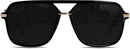 Aviator Sunglasses for Women Men Polarized Retro Square Pilot Shades | Super Dark Black | Polarized Category 4 Lens — 1