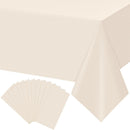12Pcs Beige Tablecloths for Rectangle Tables,Disposable Plastic Ivory Table Cloth,Waterproof Cream Table Cover for Birthdays Weddings Anniversary Party Decorations,54 x 108 Inch | 12 Pack — 1