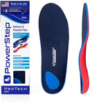 PowerStep ProTech Met Full Length Orthotics - Medical Grade Shoe Insoles for Plantar Fasciitis + Metatarsal Foot Pain - Rigid Arch Support & Maximum Cushioning - Made in USA (M 9-9.5 W 11-11.5) - Blue/Red — 1