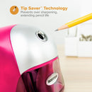 Bostitch Office QuietSharp Executive Heavy Duty Electric Pencil Sharpener for 65% Faster Sharpening and 6X Longer Cutter Life - Colored Pencil Compatible, Pink — 6