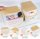 Ohmlove Plastic Storage Baskets With Bamboo Lid - Plastic Storage Containers…