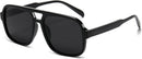 Hycredi Retro Aviator Sunglasses for Women Men, Oversized Square Shades | C7 - Black/Grey — 1