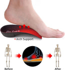 Dr. Foot's 3/4 Length Orthotic Insoles, High Arch Support Inserts for Flat Feet Plantar Fasciitis Over-Pronation and Foot Pain (Medium (Men's 6.5-8.5 / Women's 7.5-9.5)) - Red — 3