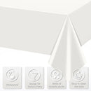 6Pcs 54 x 108 Inch White Rectangle Tablecloth,Disposable Plastic Table Cloth,Waterproof White Table Cover for Graduation Birthdays Weddings Anniversary Party Decorations | 6 Pack — 3