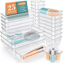 WOWBOX 25 PCS Clear Plastic Drawer Organizer, Makeup Organizers and Storage Bins