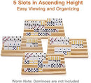 plusvivo Domino Racks with Stand Set of 4, Mexican Train Dominoes Set Trays…