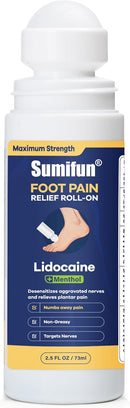 Sumifun Foot Pain Relief Lidocaine Roll-On - Maximum Strength OTC for Plantar Fasciitis & Heel Pain - Fast-Drying, Non-Greasy Formula, 2.5 Fl Oz (Blue, Medium(Pack of 1)) — 1