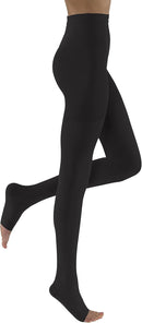 JOBST Relief 20-30 mmHg Waist High Compression Stockings - Regular Band, Open Toe | Petite | Black | Large — 1