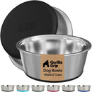 GORILLA GRIP Dog Bowls, Food Grade Stainless Steel, Set of 2, 2 Cup, Black — 1