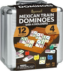 Mexican Train Dominoes Set with 4 Holders - Dominoes Double 12 with Wooden Hub…