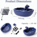 Solar Water Fountain, 11 inch Ceramic Koi Fountain, Blue Glazed Finish,…