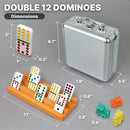 Mexican Train Dominoes Set with 4 Holders - Dominoes Double 12 with Wooden Hub…
