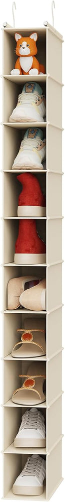 MAX Houser 10-Shelf Hanging Shoe Shelf Organizer for Closet Beige — 5