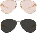 Oversized Aviator Sunglasses For Women 70s Retro 2025 Metal Shades with Gold Streamline Arms | 2 PACK Champagne + Black — 4