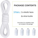 ZHENTOR Elastic Shoe Laces, Elastic No Tie Shoelaces for Sneakers, One Size Fits All Adults and Kids Shoes | White 03J | 3 Pairs — 2