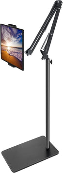 BluuSuuk Tablet Floor Stand with Double Weight Base, Overhead Bed Phone Mount Height Adjustable Arm Stretchable Stand Holder, Compatible with iPad Mini Air Pro, Galaxy Tab, Kindle, Switch, Cell Phones photo 1