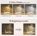LED Desk Lamp Clip on Light with 3 Color Modes 10 Brightness Ring/Clamp Light 360° Adjustable Neck Dimmable Eye… — 2
