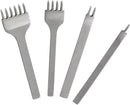 WUTA Leather White Steel Diamond Chisel Polished Prongs Leather Hole Punch Stitching Tools Chisel Set Leather Craft Kits (3mm,1+2+4+6 Teeth) | One Set | 3 mm spacing — 1