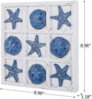 NIKKY HOME Beach Decor Tic Tac Toe 5 Sand Dollars & 5 Starfish Pieces Wood…