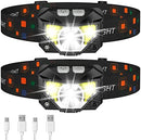 LHKNL Rechargeable LED Headlamp, 2-Pack, Motion Sensor, 8 Modes