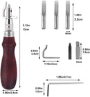 Jmuiiu Leather Groover Tool, 7 in 1 Pro Adjustable Stitching Groover | Red-brown — 2