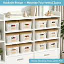 Small Plastic Storage Bins with Bamboo Lids 5.2qt Stackable Box Basket Pantry…