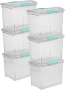 Sterilite Large Nesting ShowOffs™, Clear Bin w/Latch Lid & Handle, 6 Pack — 1