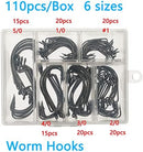 Afmivs Worm Hooks for Bass Fishing Hooks, 110pcs Bass Hooks Fishing, 6 Sizes…