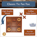 Wooden Tic Tac Toe Game – 9 Inch Solid Wood Board with X and O Pieces,…