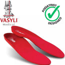 Vasyli Custom Full Length Insoles, Red, Kids Large, Heel Grid Reduces Slippage, Firm Density, Biomechanical Control, Fast & Effective Pain Relief, Treats Pronation, Built-In Rearfoot Varus Angle — 2
