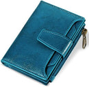 Airkit Small Wallet Women RFID Blocking Soft Leather Bifold Compact Card Holder Wallet for Women with Zipper Coin Pocket 4 ID Window