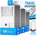 15+1 Packs Vacuum Bags for Travel with Rechargeable Pump, 3 Sizes Vacuum Seal…