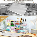 caktraie 4-Pack Acrylic 16-Drawer Storage & Makeup Organizer for Desk
