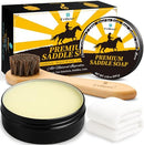 Fiebing's Yellow Saddle Soap for Leather (2 Pack, 3.5 oz Each) - Leather Cleaner & Conditioner to Soften, Protect & Restore Leathercraft - Leather Soap for Car Seat, Couch, Shoe, Purse, Boot, Bag — 5