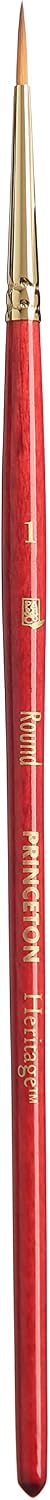 Princeton Heritage, Series 4050, Synthetic Sable Paint Brush for Watercolor, Round, 1 | Size 1 | Scarlet — 1