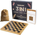 VAMSLOVE Wooden Chess Checkers Tic-Tac-Toe Game Set 11.5" x 11.5" Double-Sided…