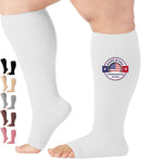 Mojo Toeless Compression Socks for Women and Men 20-30 mmHg Open Toe - AB211 | Large | White — 1