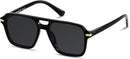 Retro Square Aviator Polarized Sunglasses Womens Mens Vintage Pilot Shades | Black | Polarized Black — 1