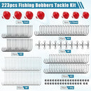 223pcs Fishing Tackle Kit with Hooks Bobbers Sinkers Swivels, Beginners…