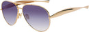 Oversized Aviator Sunglasses For Women 70s Retro 2025 Metal Shades with Gold Streamline Arms | Gold Frame - Gradient Grey Lens — 1